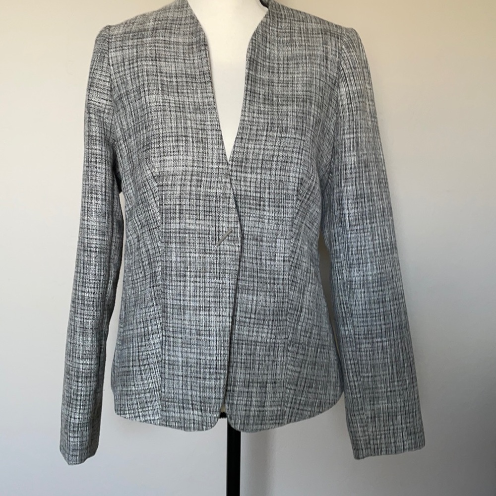 The Limited Gray Plaid Open Front Blazer